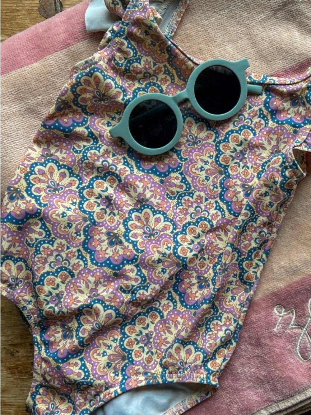 Biden Floral Paisley One-Piece Swimsuit - Pink & Blue